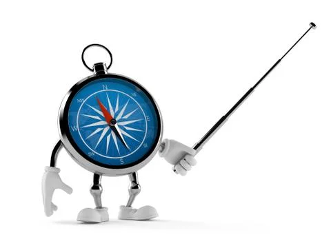 Compass character holding pointer stick Stock Illustration