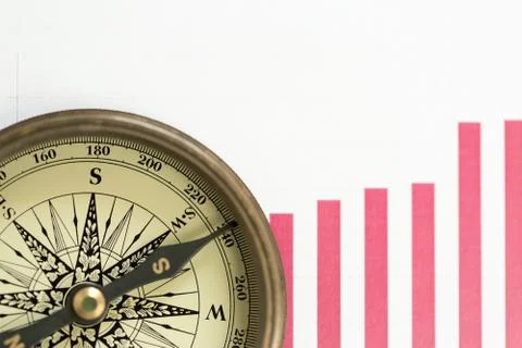 A compass on charts 写真素材