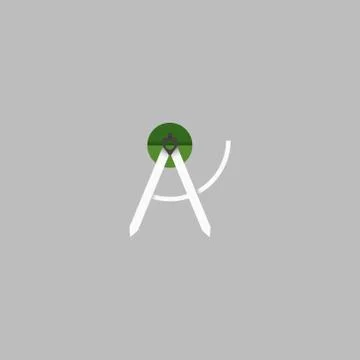 Compass. Circinus and A Letter Logo Icon Monogram. Stock Illustration