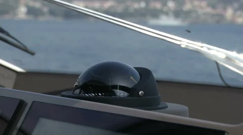 Compass on the cockpit of a boat  Stock Footage 43321675