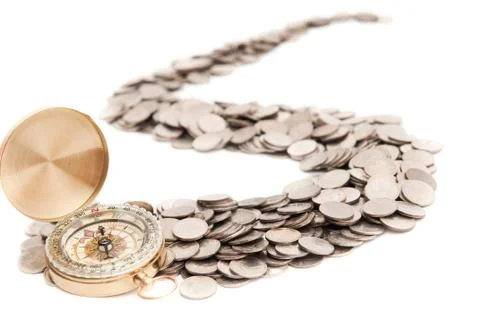 Compass on coins Photos