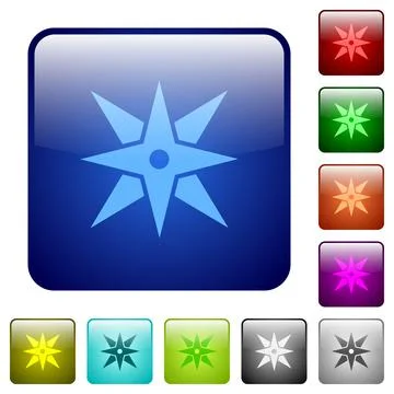 Compass color square buttons Stock Illustration