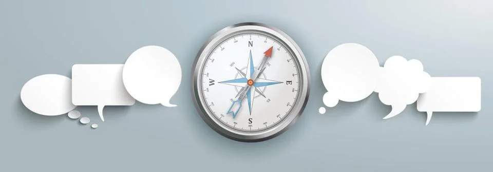 Compass Communication Speech Bubbles White paper speech bubbles with a com... Stock Photos