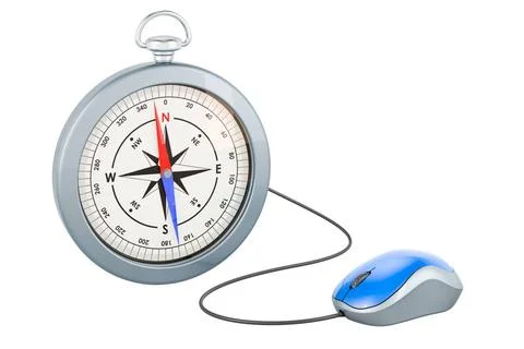 Compass with computer mouse. 3D rendering Compass with computer mouse. 3D ... Stock Photos