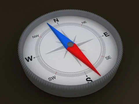 Compass on dark background - 3d Object Series Stock Illustration