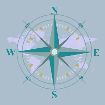 Compass design vector illustration with map Stock Illustration