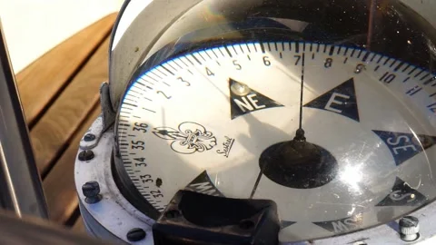 Compass to determine course Sailboat equipment to navigate. Stock Footage 152051758