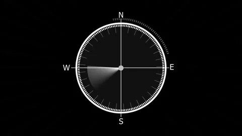 Compass dial animation with sector indicator. Black and white compass dial .. Stock Footage 337133259