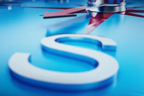 Compass Direction, Blue Tint Background, 3d rendering イラスト素材