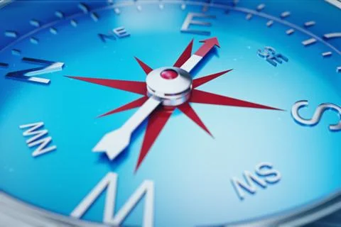 Compass Direction, Blue Tint Background, 3d rendering イラスト素材