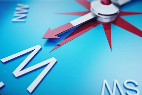 Compass Direction, Blue Tint Background, 3d rendering イラスト素材