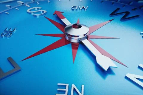 Compass Direction, Blue Tint Background, 3d rendering イラスト素材