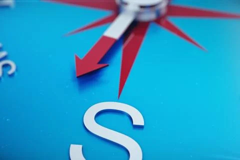Compass Direction, Blue Tint Background, 3d rendering イラスト素材