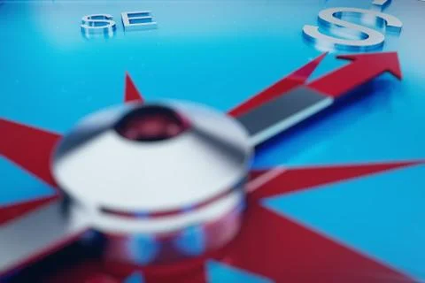 Compass Direction, Blue Tint Background, 3d rendering イラスト素材