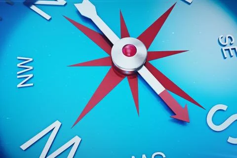 Compass Direction, Blue Tint Background, 3d rendering イラスト素材