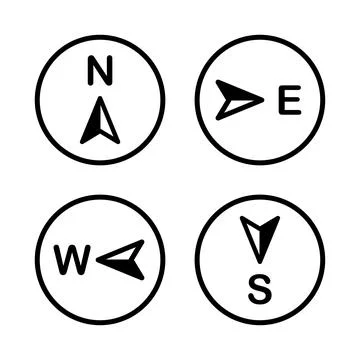 Compass direction icon set. Navigation map symbol. North, south, east and w.. Stock Illustration