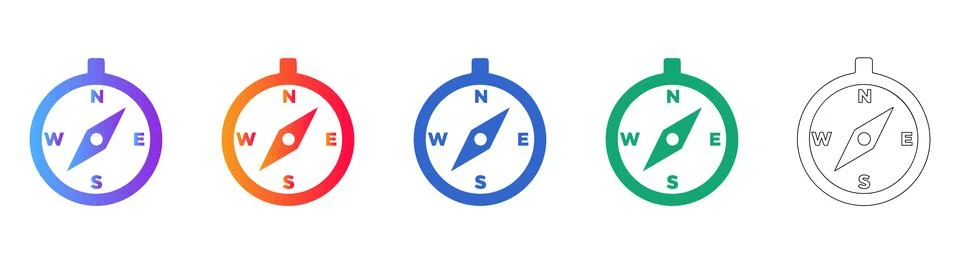 Compass Direction Icon Set for Travel and Exploration 스톡 일러스트