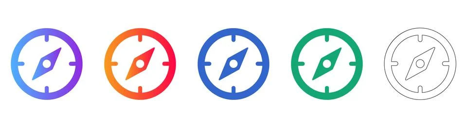 Compass Direction Icons Set Stock Illustration
