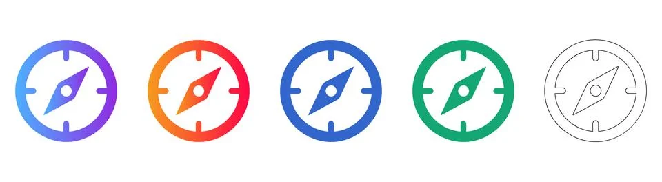 Compass Direction Icons Set Stock Illustration