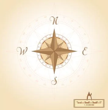 Compass direction. Navigation wind rose illustration. Old vintage map. Wind rose Stock Illustration