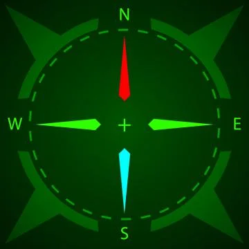 Compass. Display compass with illumination. Vector illustration. Stock Illustration