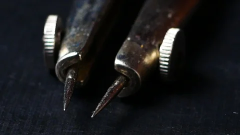 Compass Divider macro on black background Stock Footage 87217252