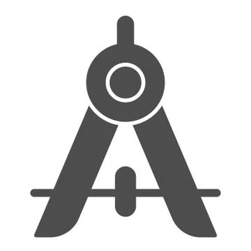 Compass divider solid icon. School instrument for drawing circles. Geometry Stock Illustration