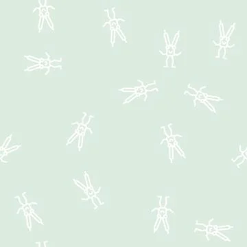 Compass divider stationery character line vector seamless pattern Stock Illustration