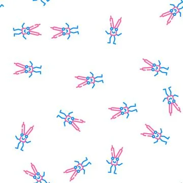 Compass divider stationery character vector seamless pattern Stock Illustration