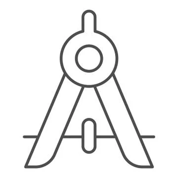 Compass divider thin line icon. School instrument for drawing circles. Geometry Stock Illustration