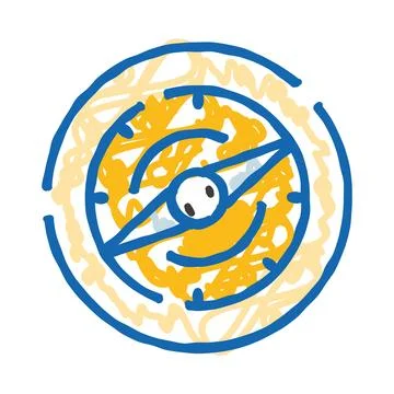 Compass doodle icon navigating exploring travel direction 스톡 일러스트