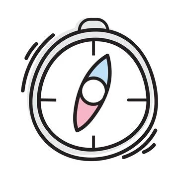 Compass in doodle style isolated on white background. Hand drawn vector outli Stock Illustration