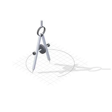 Compass drawing a circle detailed isometric icon Stock Illustration