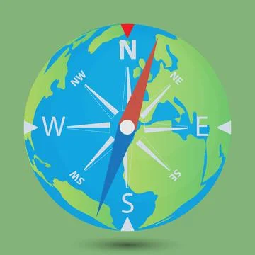Compass with earth globe Stock Illustration