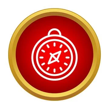 Compass finding direction in red circle gold frame 스톡 일러스트