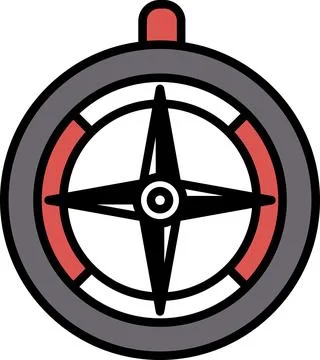 Compass fish icon in line style. Illustrazione stock