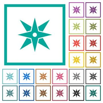 Compass flat color icons with quadrant frames Stockillustratie