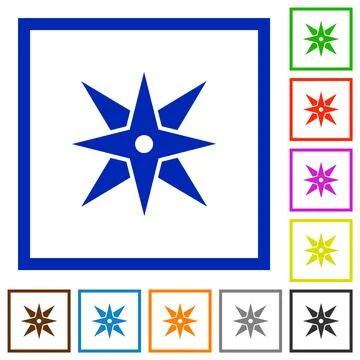 Compass flat framed icons Stock Illustration