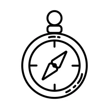 Compass flat line icon. Navigating element vector stock isolated image on whi Stock Illustration