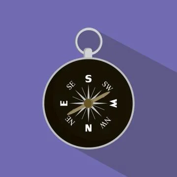 Compass flat long shadow single isolated with purple background Stock Illustration