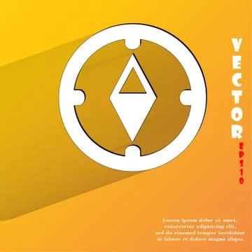 Compass. Flat modern web button with long shadow and space for your text. Stock Illustration