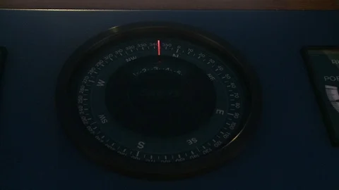 Compass gauge and dials on ship navigation bridge Stock Footage 123727936
