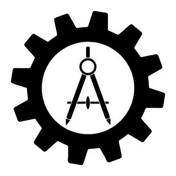 Compass in gear icon in trendy flat style isolated on background Illustrazione stock