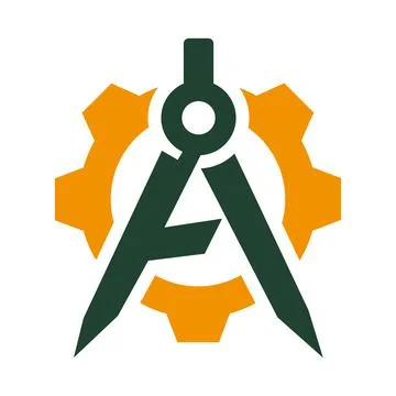 Compass Gear Logo Design for Engineering Construction Business Stock Illustration
