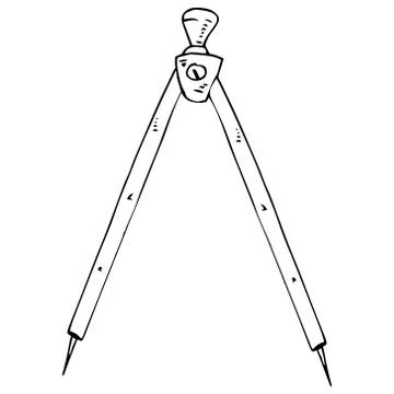 Compass for geometry icon. Vector illustration of a compass. Hand drawn drawi Stock Illustration