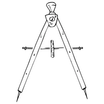 Compass for geometry icon. Vector illustration of a compass. Hand drawn drawi Illustrazione stock