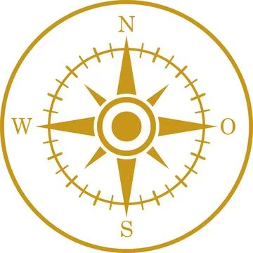 Compass in gold, compass logo, compass icon Stock Illustration