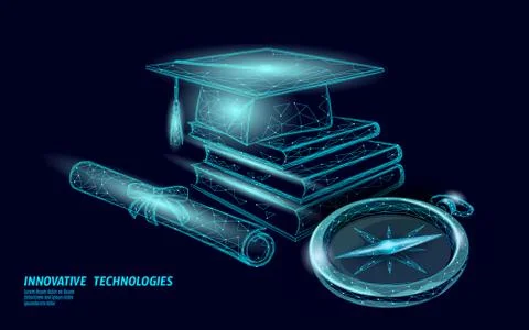 Compass graduation cap education. E-learning distance concept. Graduate Stock-Illustration