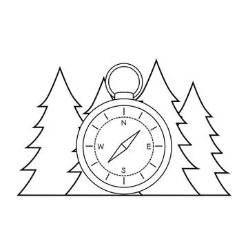 Compass guide with pines forest Stock Illustration
