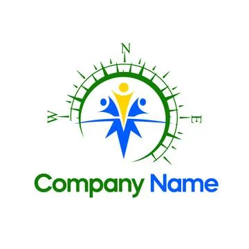 Compass with human icon logo design template Stock Illustration